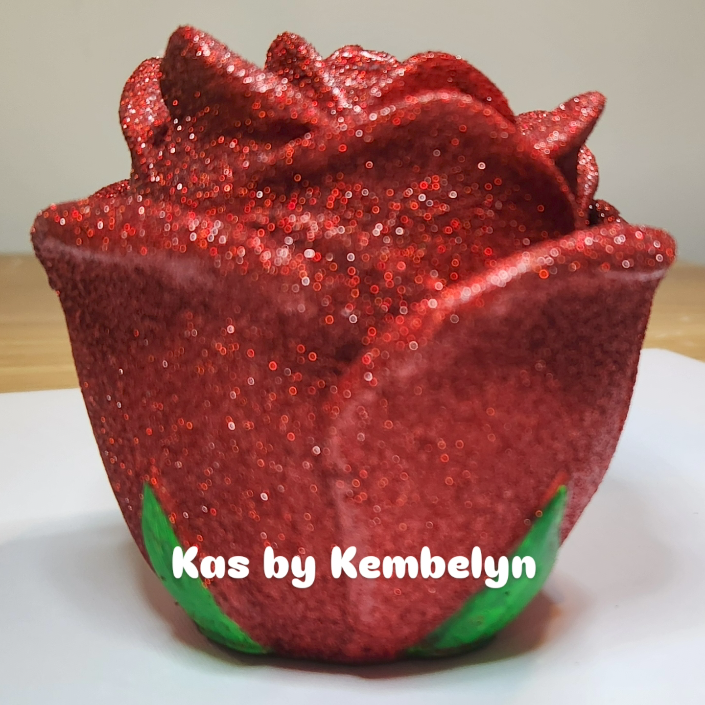 Red glittery rose by Kas by Kembelyn